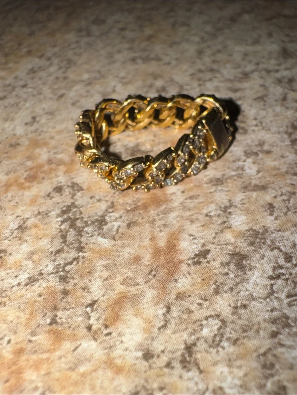 Pandora Gold Tone Crystal Chain Link Ring
